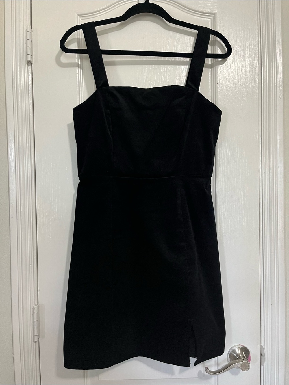 Copper Key Black Velvet Square-Neck Mini Dress